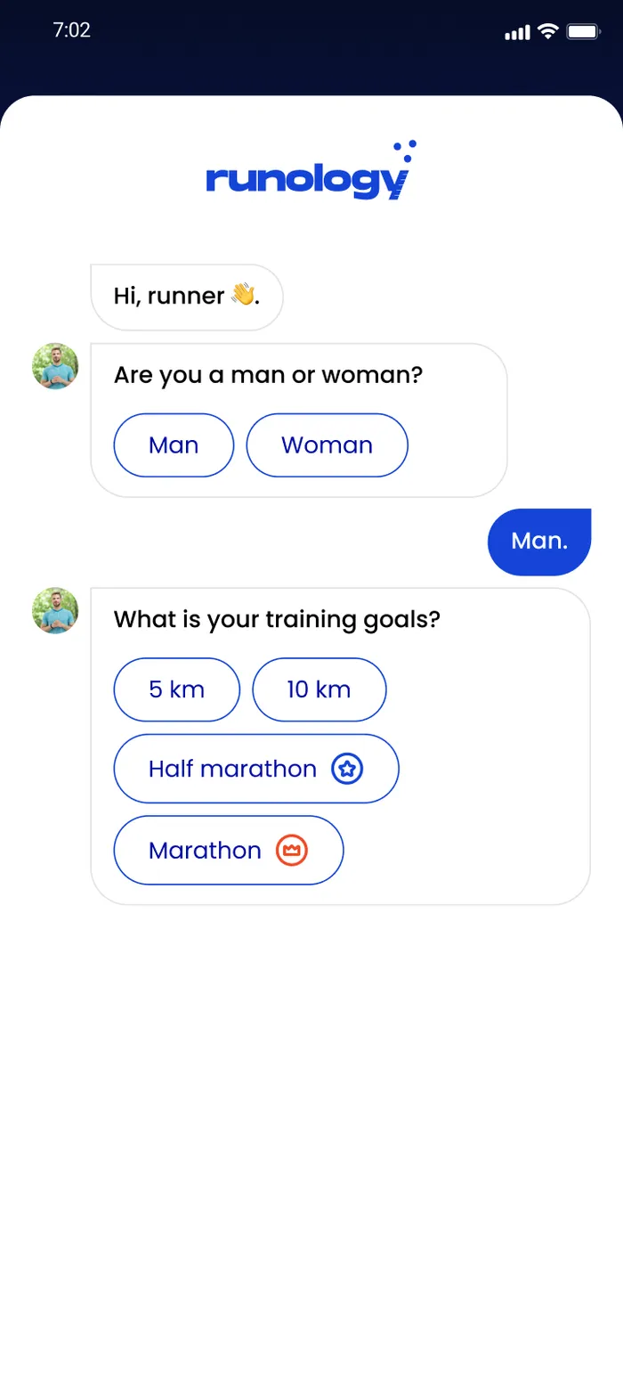 Runology chatbot screen