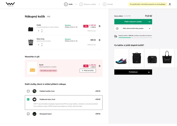 VUCH checkout basket