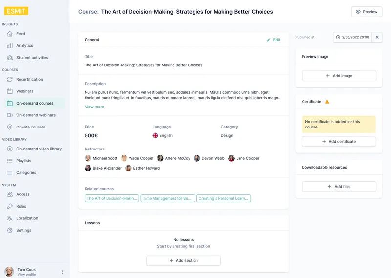 Course detail - On-demand empty state