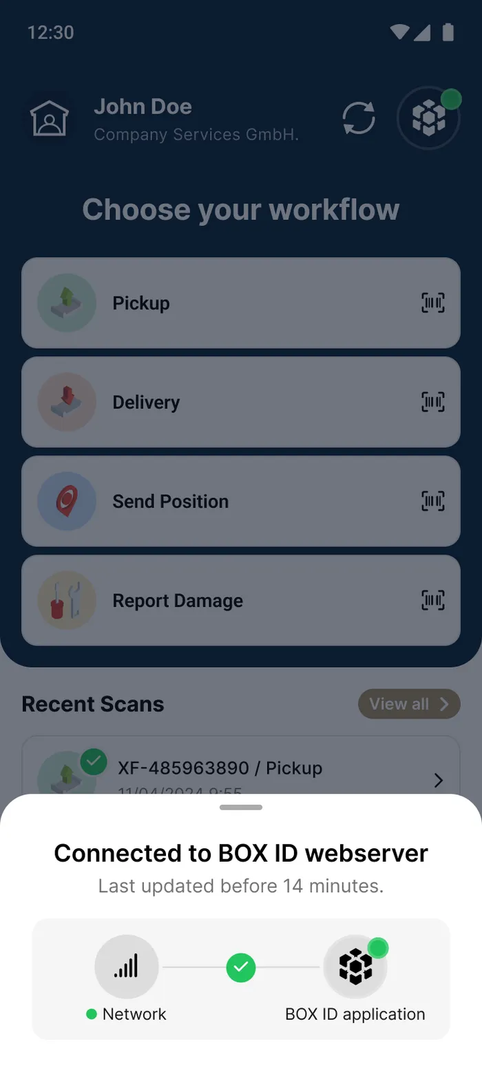 BOX ID dashboard connected