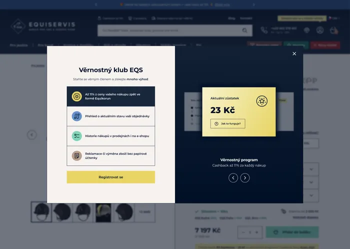 Registrácia do vernostného programu - popup