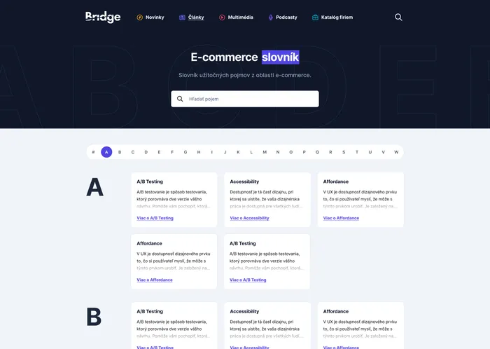 Ecommerce Bridge dictionary