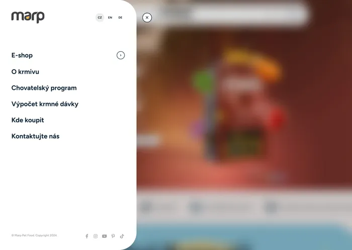 Marp homepage menu