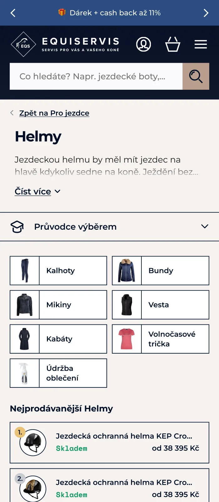 Mobilný listing kategórie