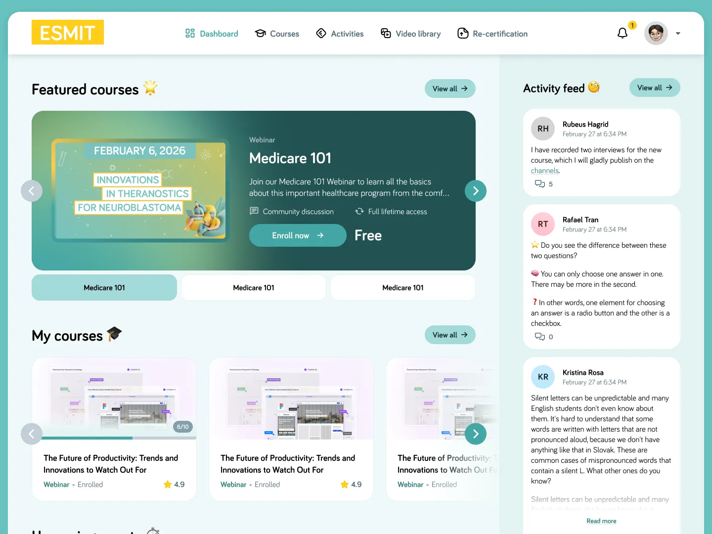 LMS platforma ESMIT s online kurzami