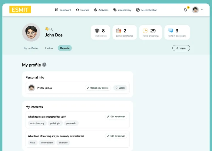 User profile page